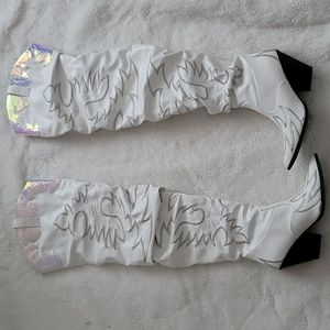 Thigh High Cowboy Boots with Holo Detail